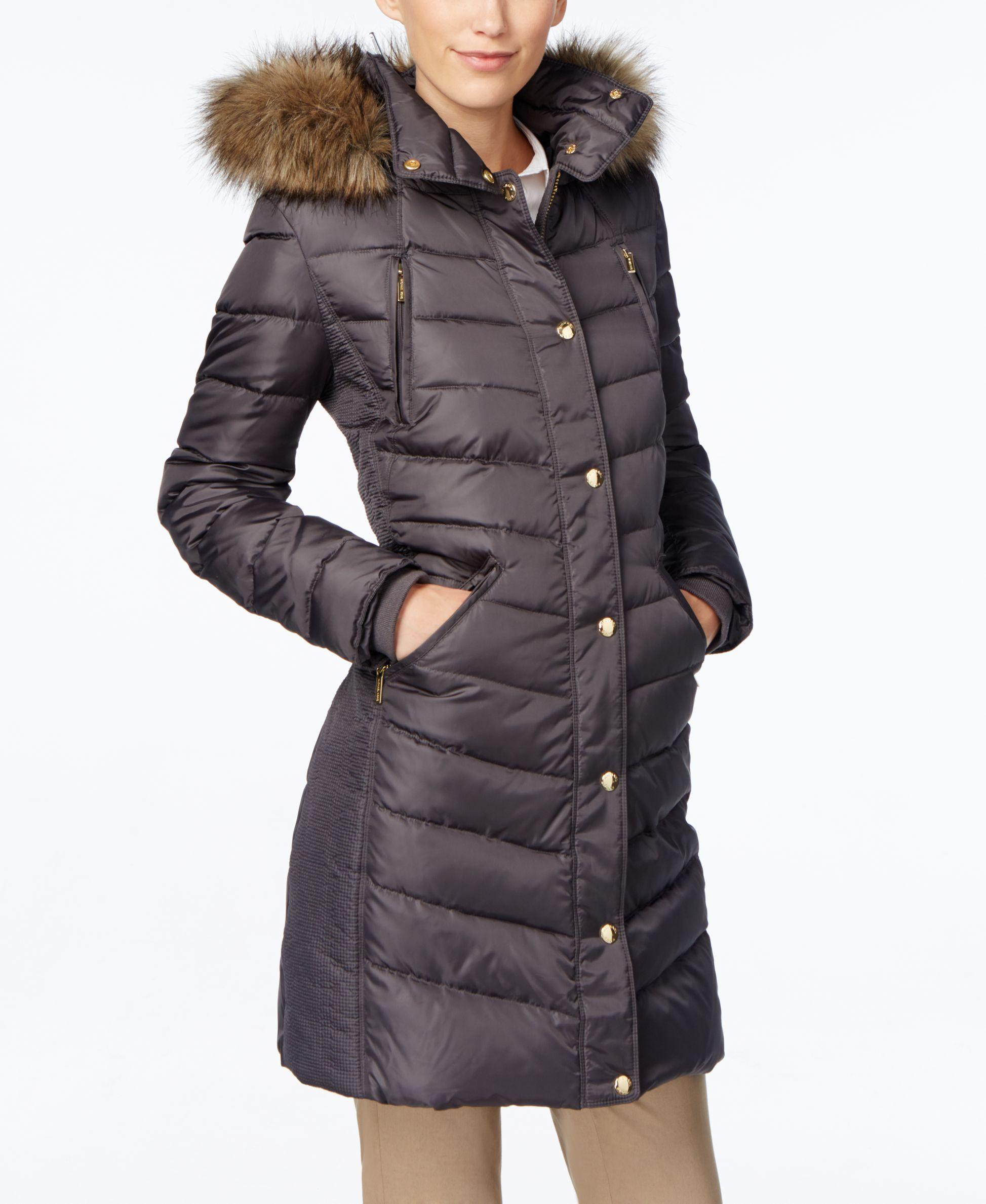 michael michael kors petite hooded puffer coat