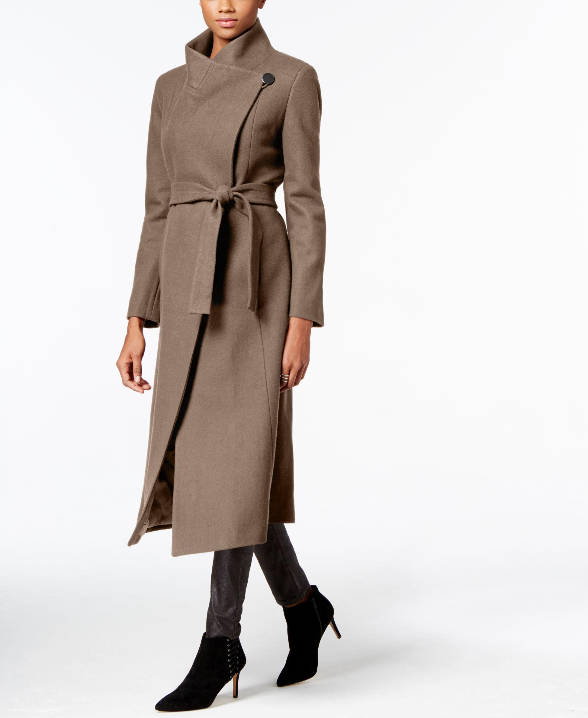 kenneth cole reaction wool blend maxi wrap coat
