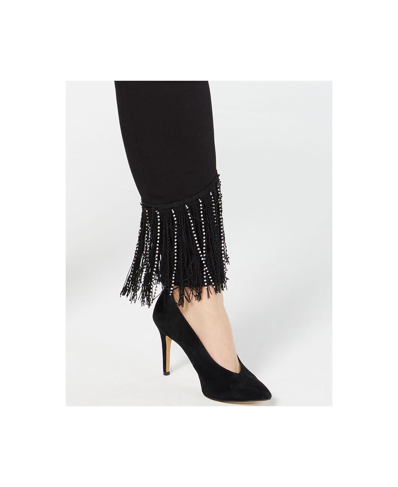 Rhinestone-fringe Skinny Jeans, Created 