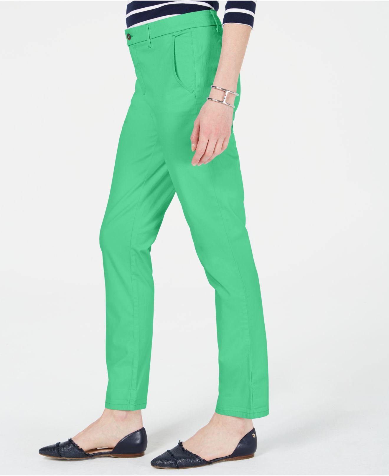 Tommy Hilfiger Cotton Cuffed Chino Straight-leg Pants, Created For Macy's in Green - Lyst