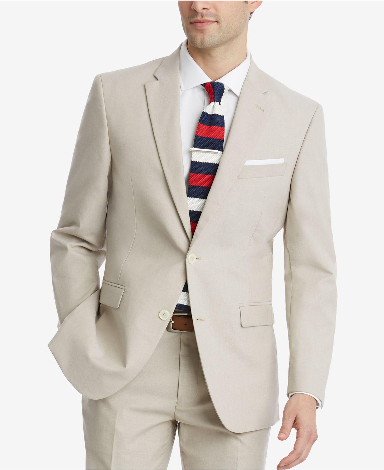 Tommy Hilfiger Cotton Modernfit Flex Stretch Tan Suit Jacket for Men