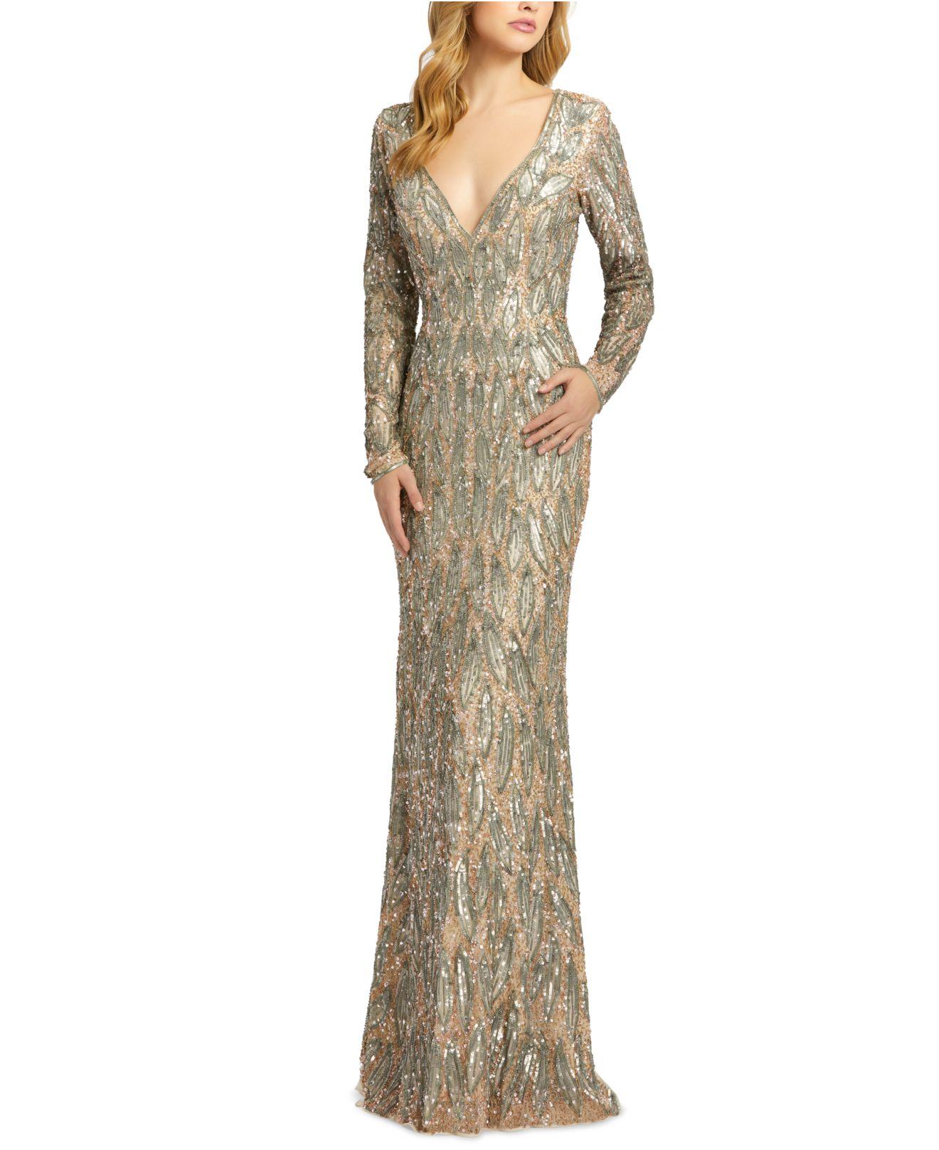 Mac Duggal Synthetic Beaded Long-sleeve ...