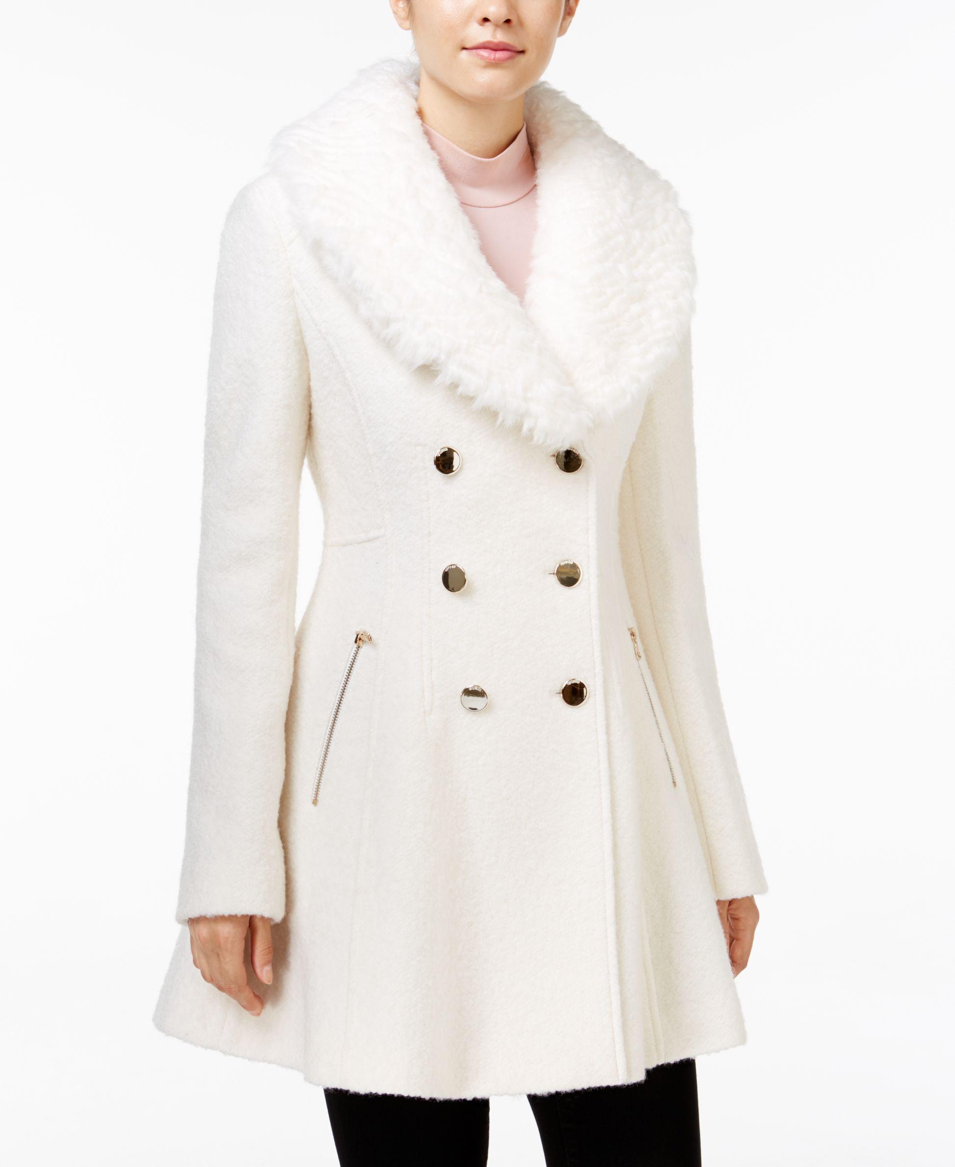 Guess faux fur skirted coat Clearance