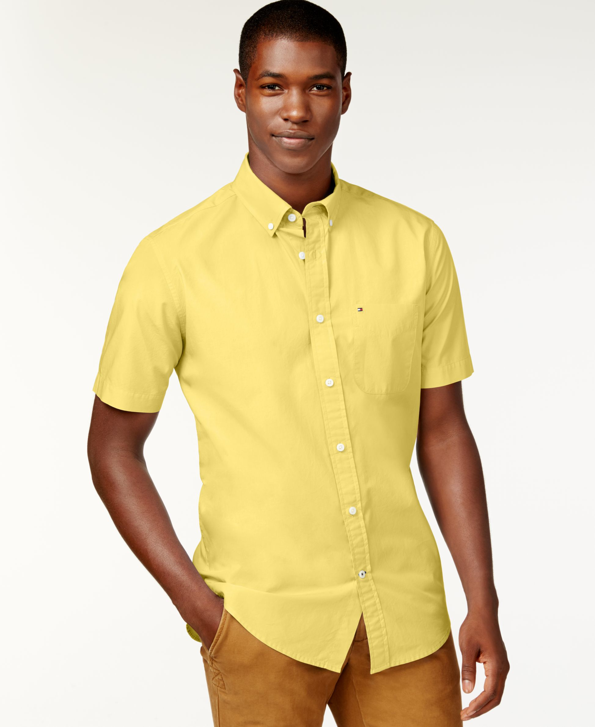 Tommy hilfiger Maxwell Short-sleeve Button-down Shirt in Yellow for Men ...
