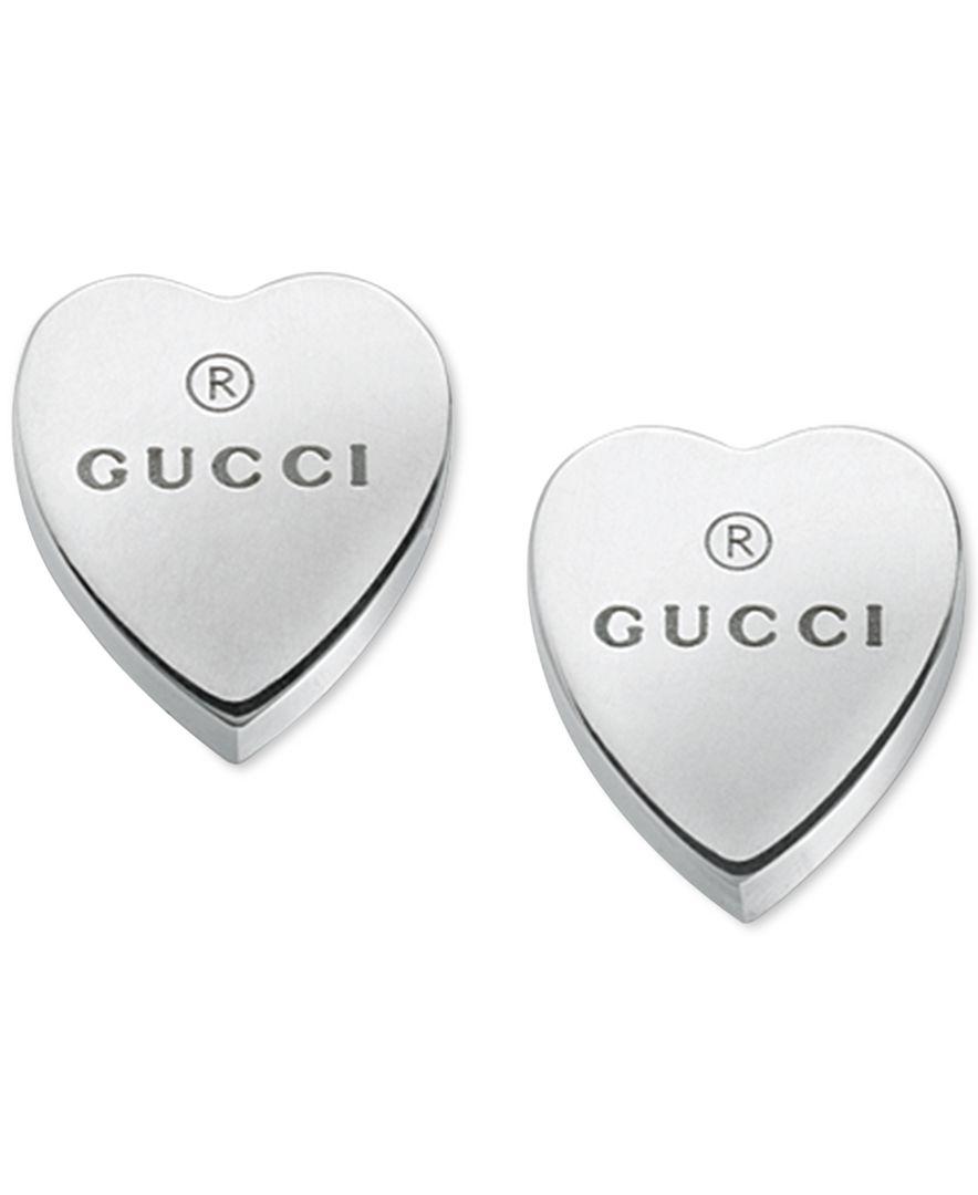 Gucci Trademark Heart-shaped Earrings in Metallic | Lyst