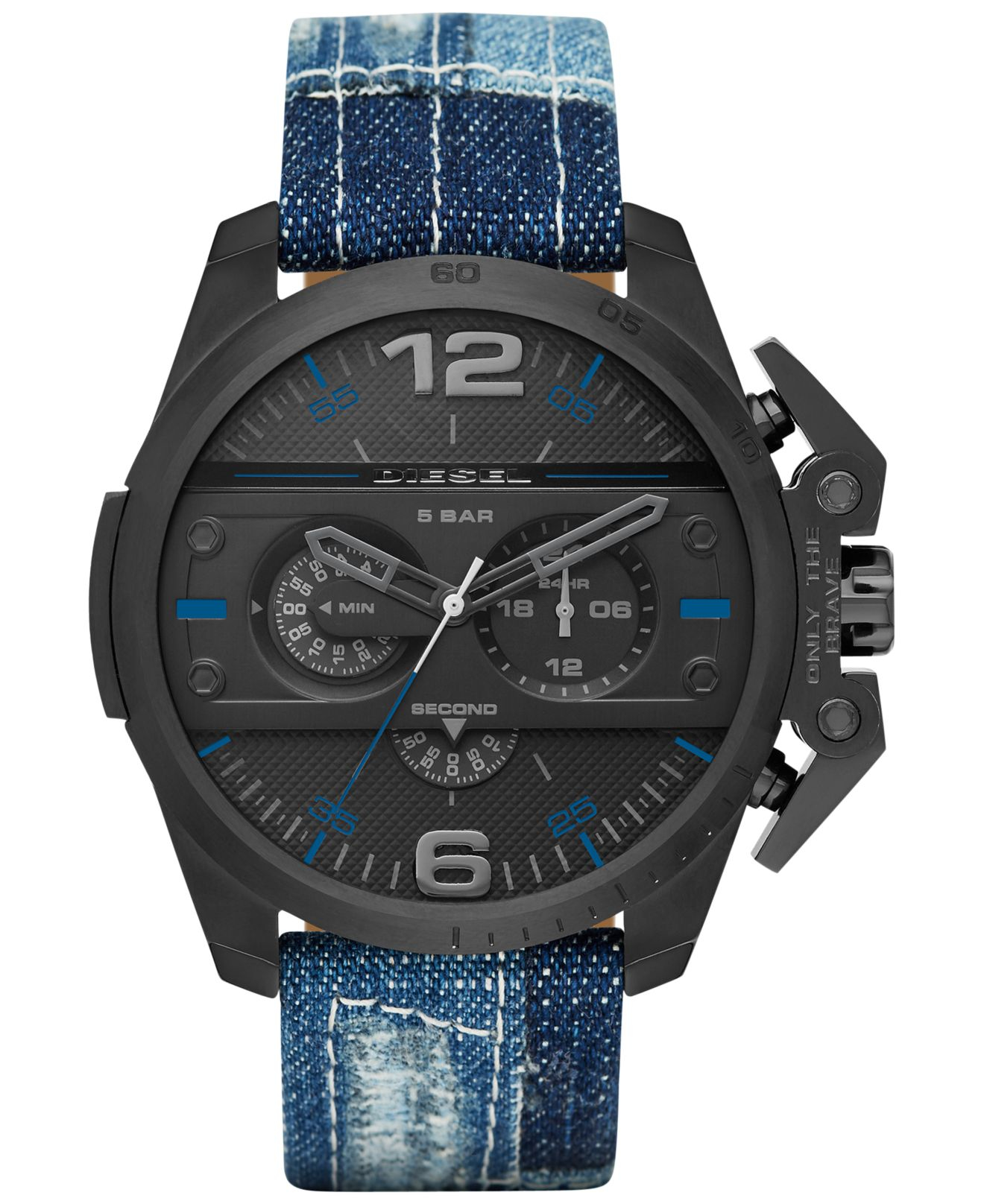 Diesel Men's Chronograph Ironside Patched Blue Denim Strap ...