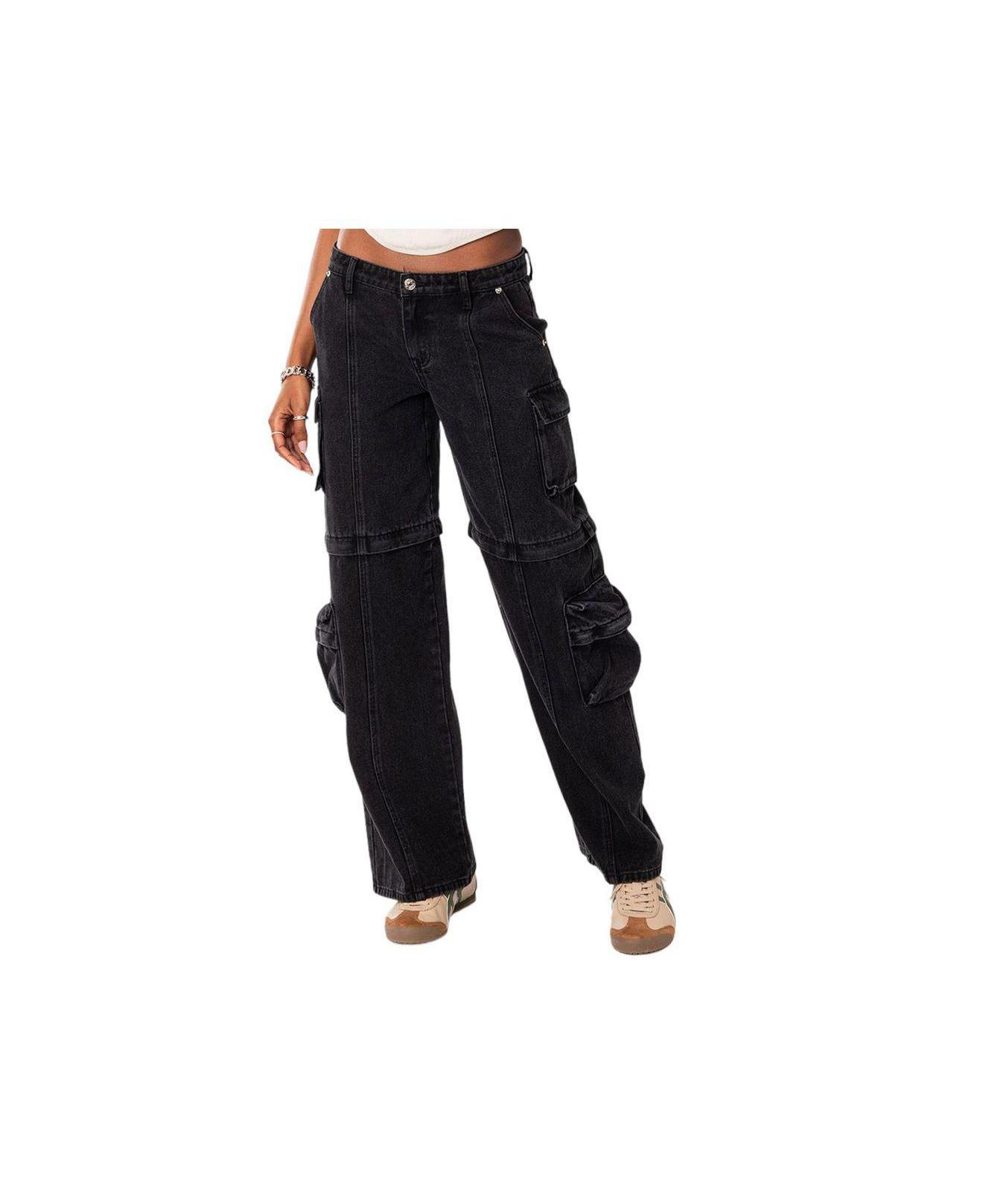 Edikted Convertible Two Piece Denim Cargo Pants in Black Lyst