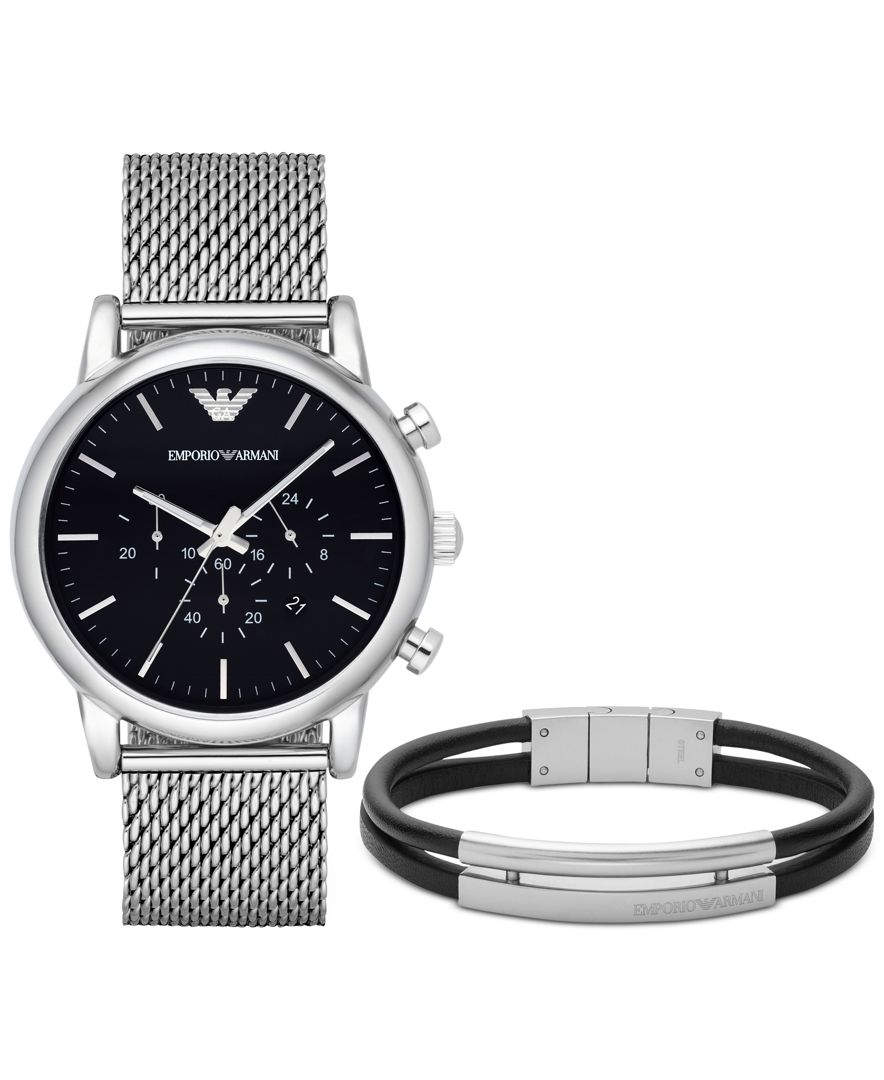 Emporio armani Men's Chronograph Luigi Stainless Steel Mesh Bracelet