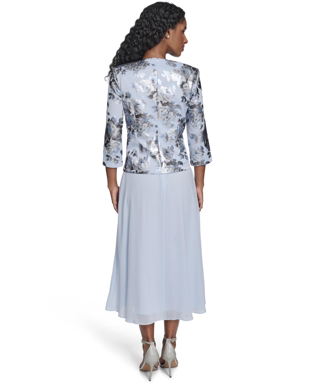 Jessica Howard Petite 2-pc. Printed Jacket & Midi Dress Set in Blue | Lyst