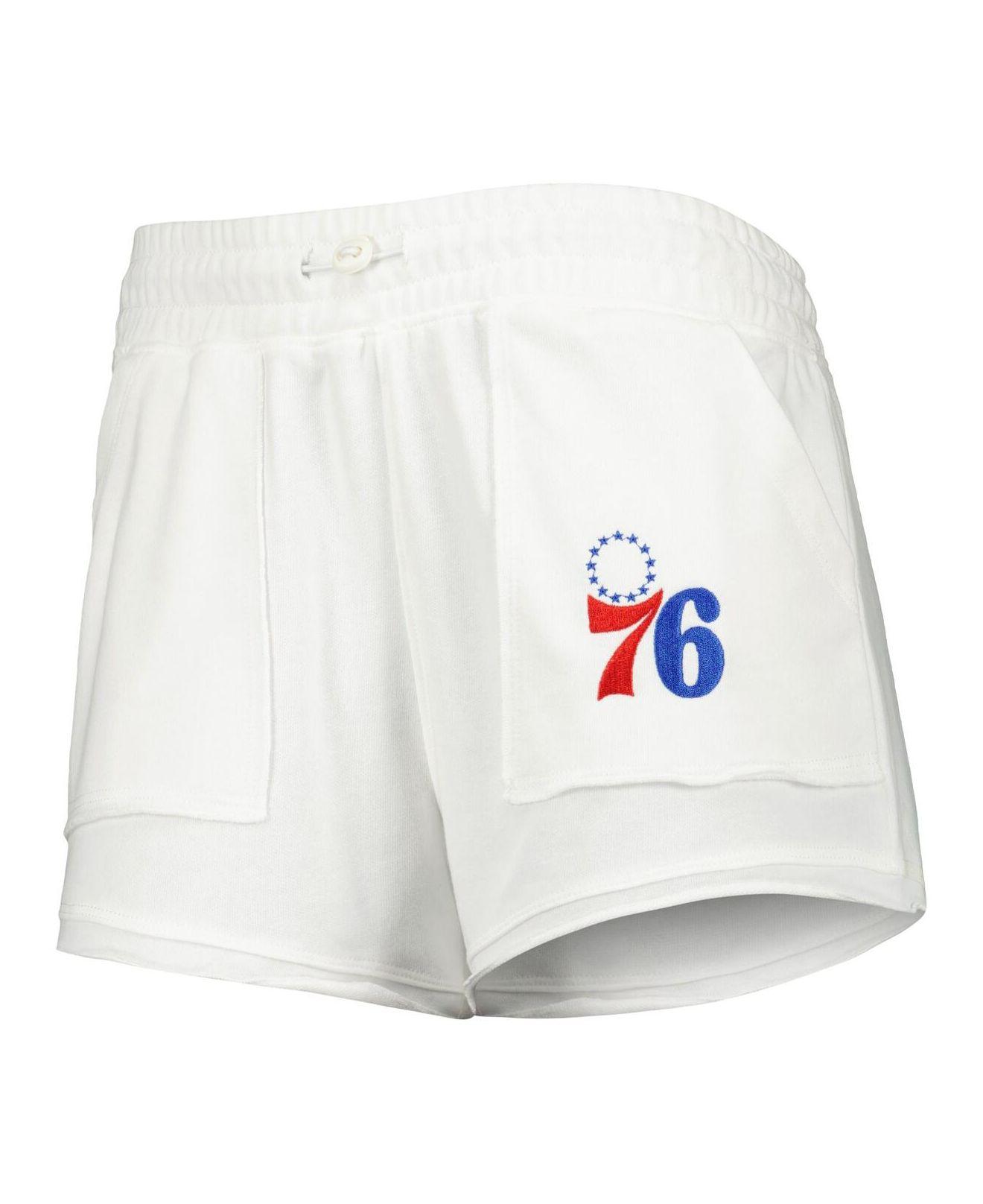 Women's Concepts Sport Cream Philadelphia 76ers Crossfield Long Sleeve  Hoodie Top & Shorts Sleep Set
