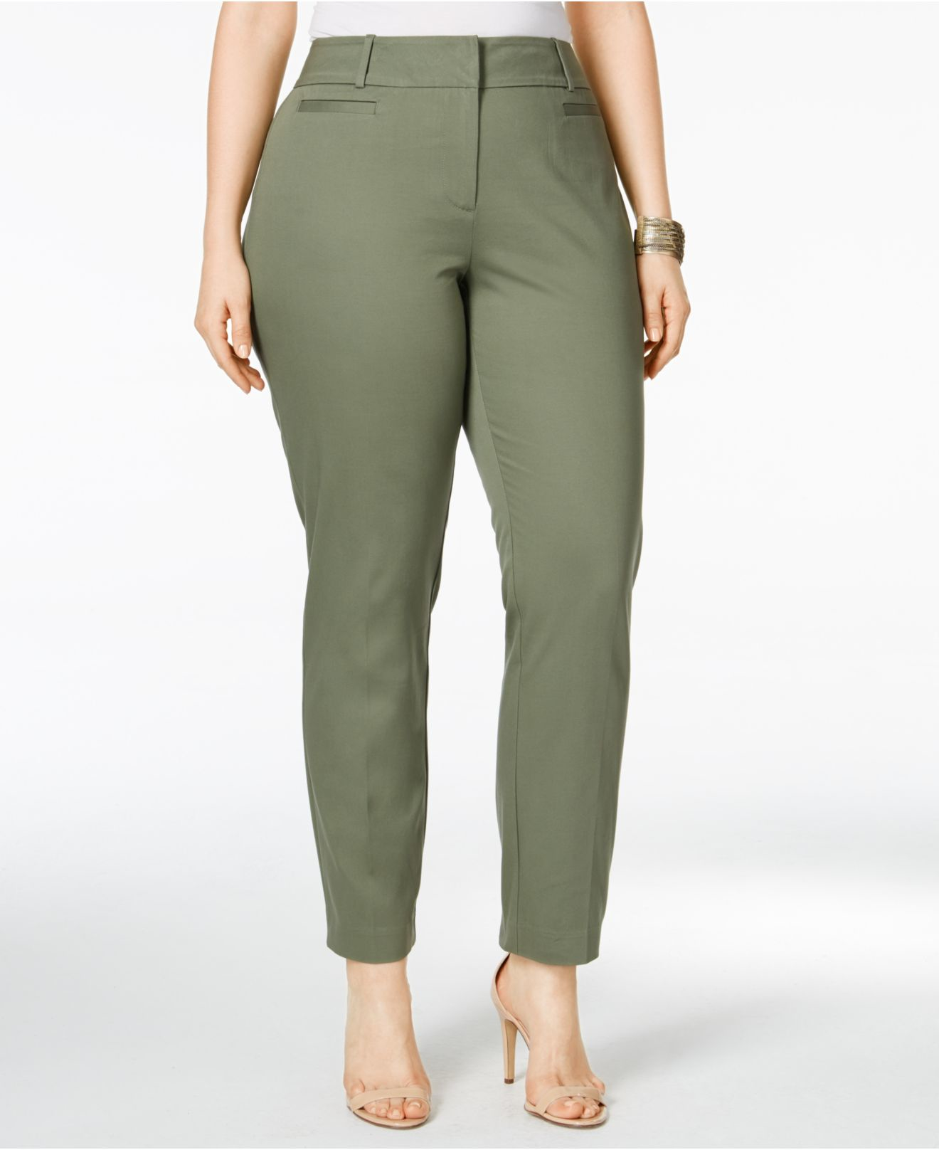 Style & co. Plus Size Slim-leg Ankle Pants, Only At Macy's in Green (Olive Sprig) - Save 31% | Lyst