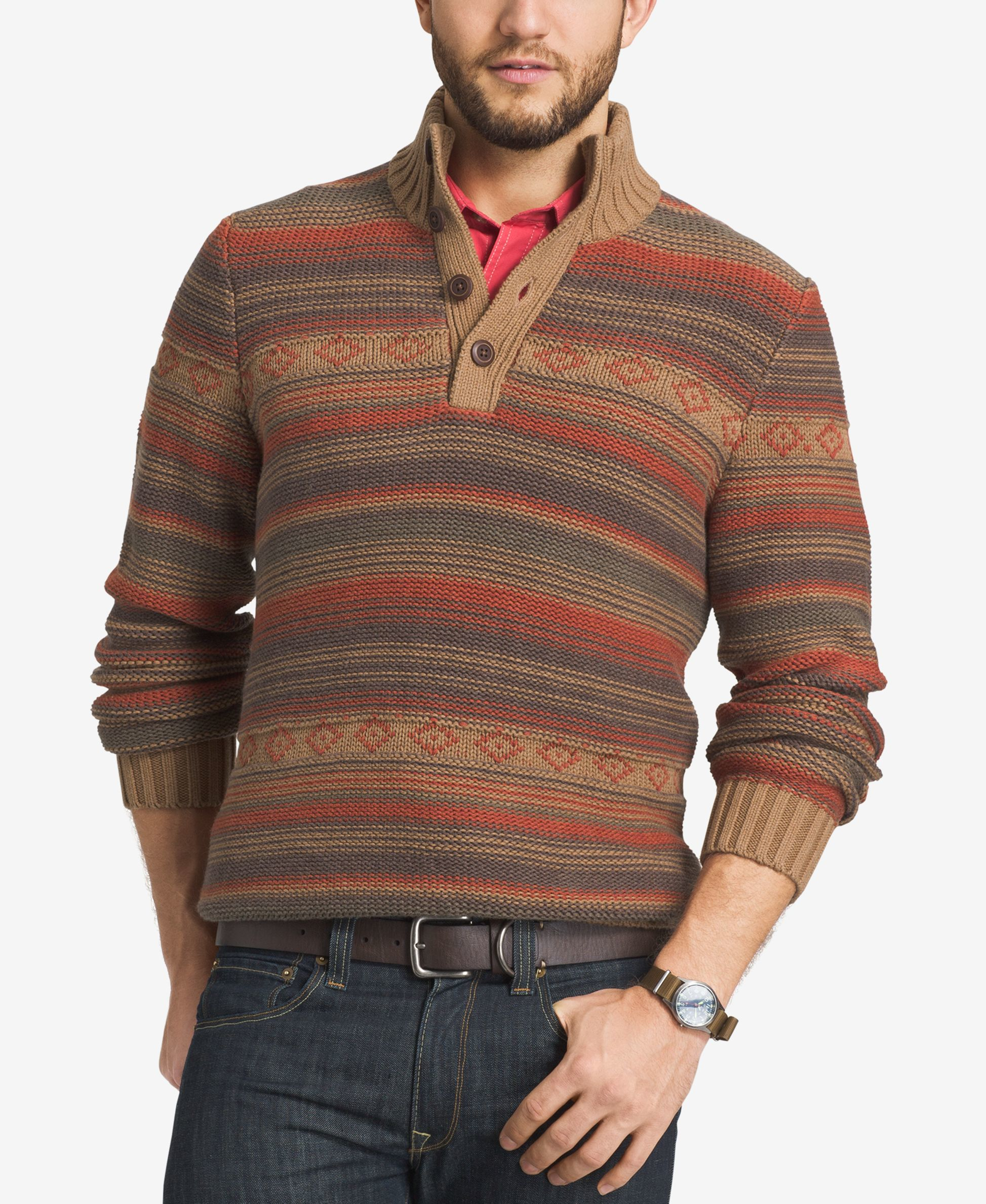 mens three button sweater