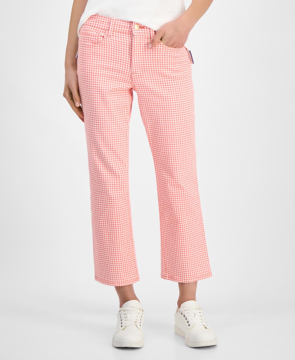 Nautica Gingham Cropped Straight-leg Pants in Pink Lyst