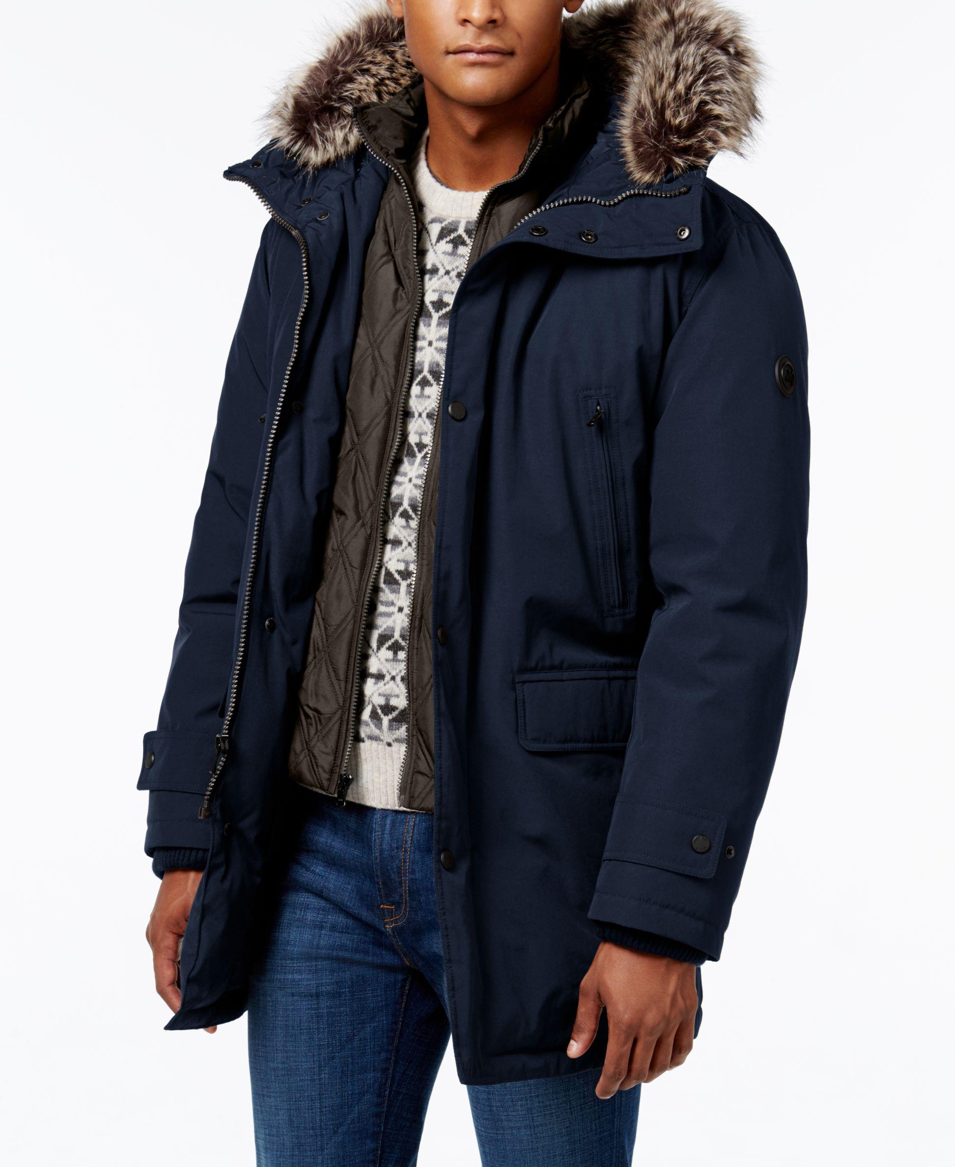 Michael Kors Hooded Insulated Snorkel Coat in Navy (Blue) for Men Lyst