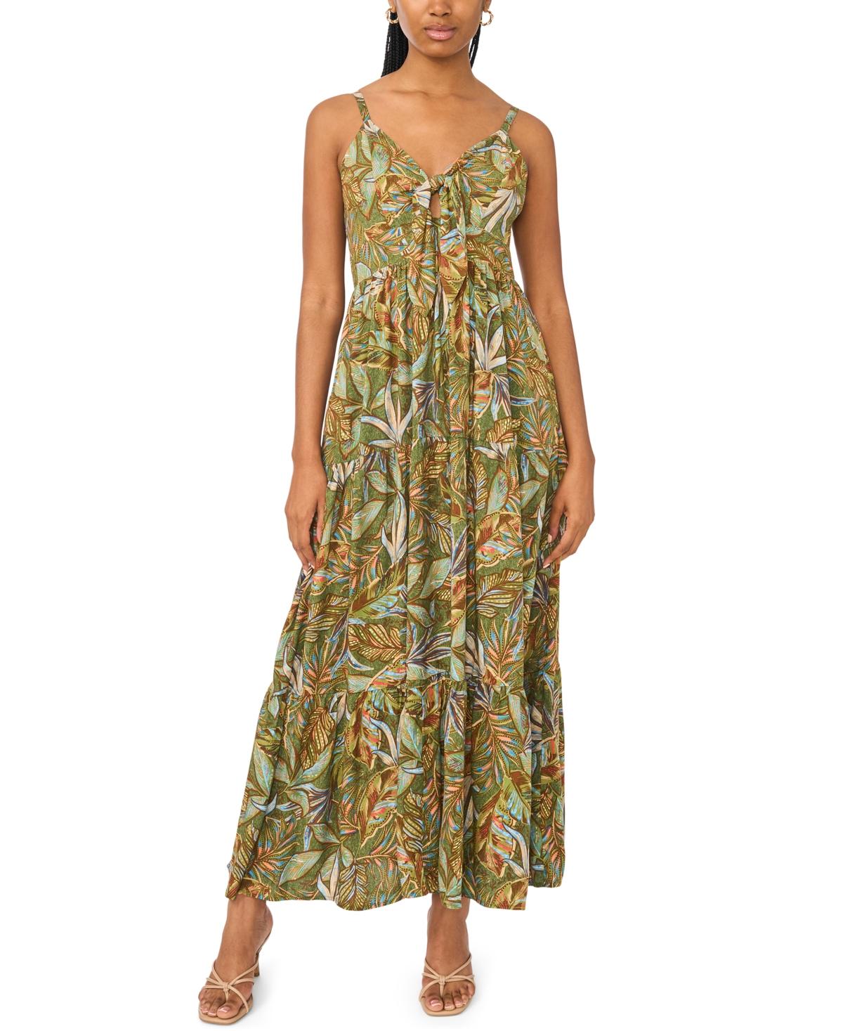 msk green dress Msk Women's V-Neck Knot Bust Maxi Dress - Young Palm