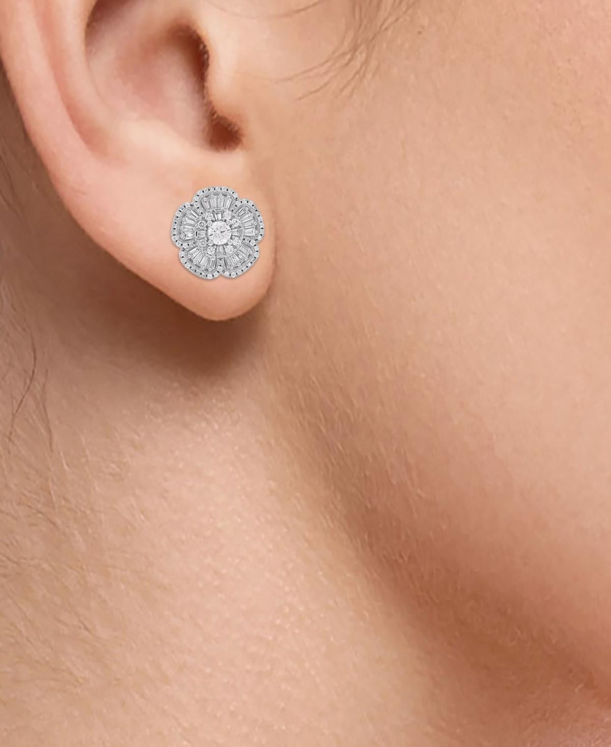 Carat Diamond Flower Diamond Studs At Macy's Macy's Diamond