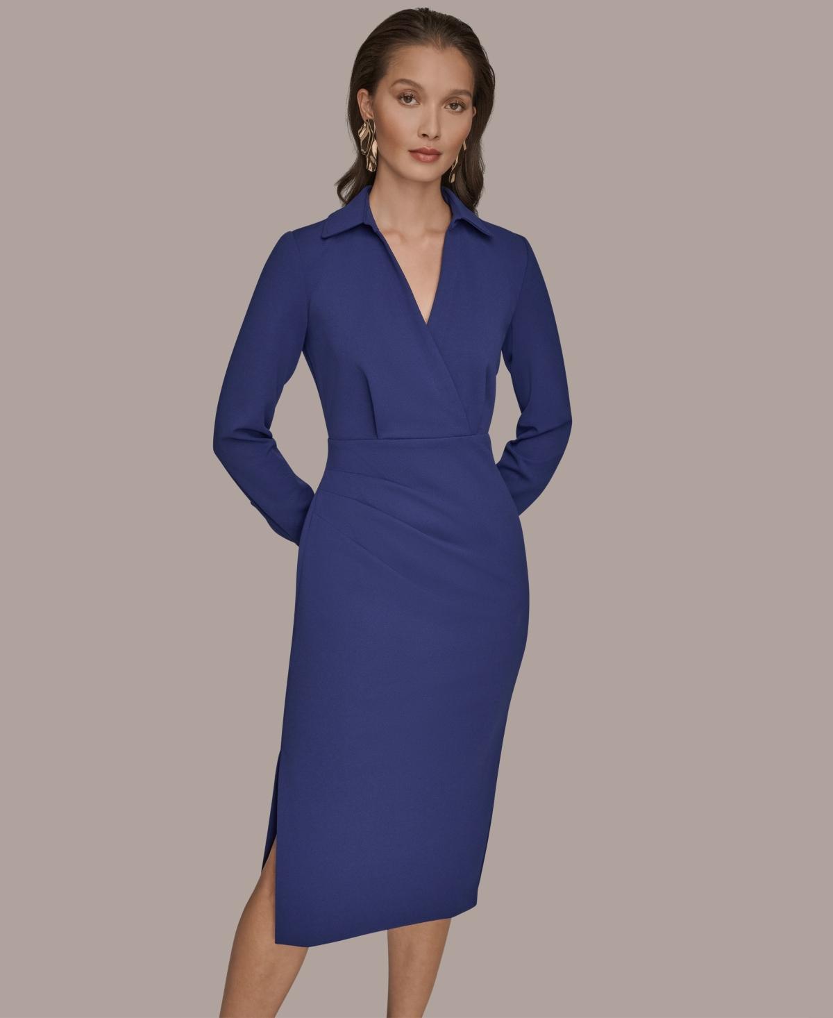 navy blue dress for baby girl Women's Elbow-Sleeve Polo Dress