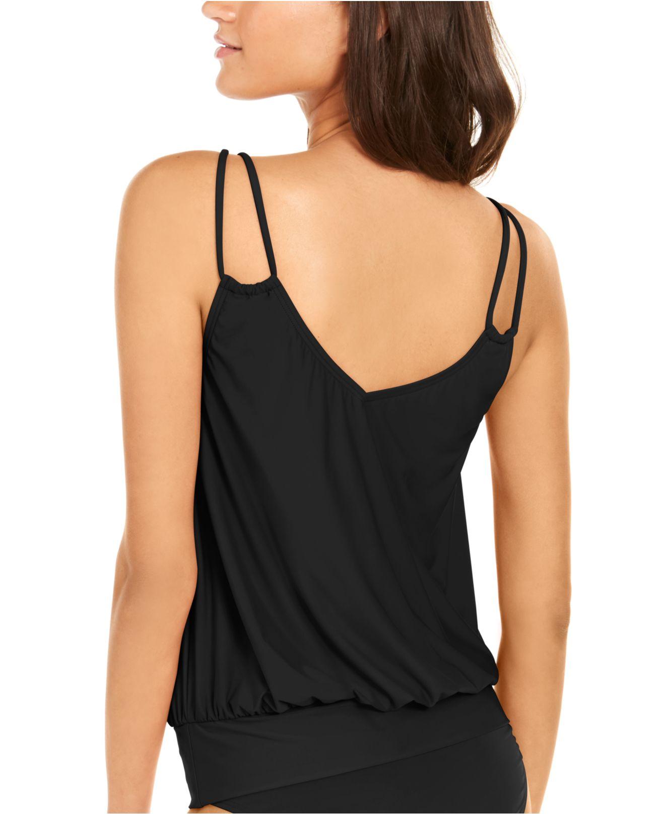 Calvin Klein Synthetic Blouson Tankini Top in Black | Lyst