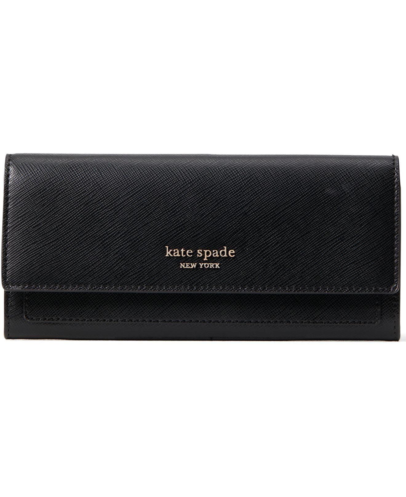 Kate Spade Spencer Slim Flap Wallet in Black | Lyst