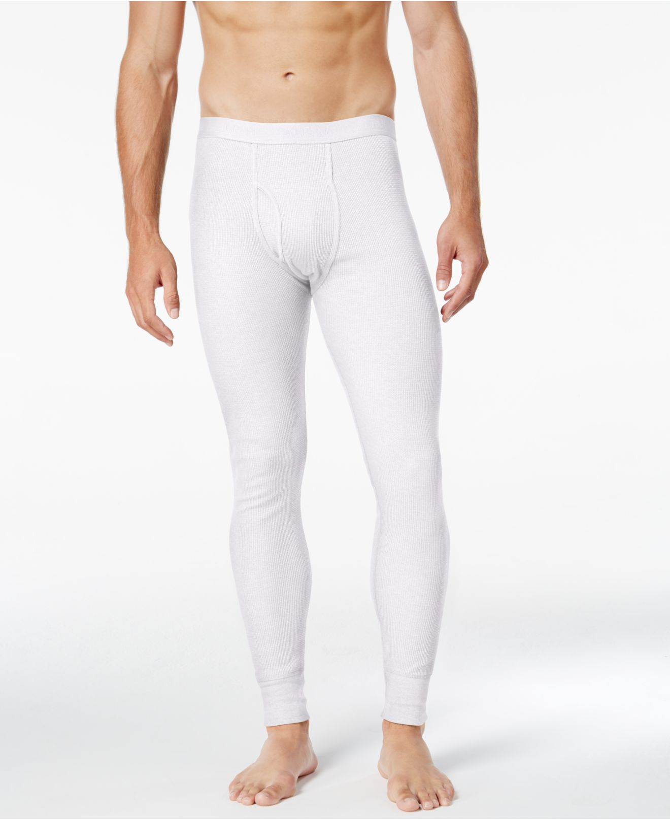 Alfani Cotton Underwear, Waffle Knit Thermal Long Underwear in White