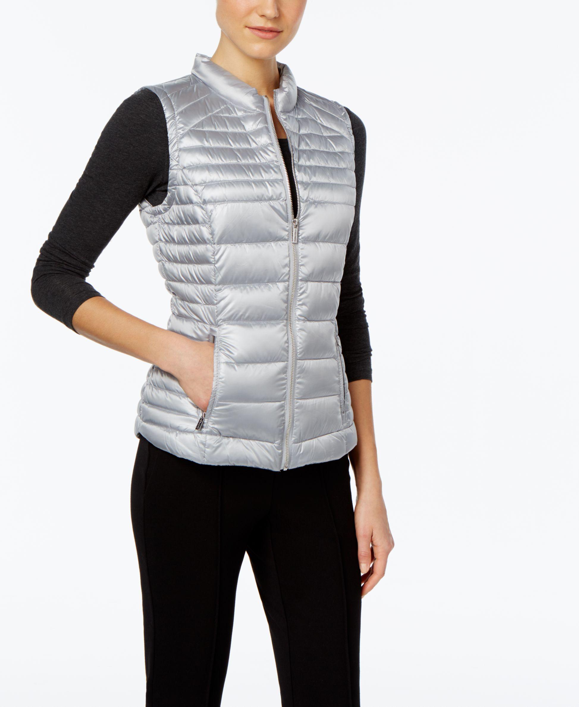 calvin klein quilted metallic puffer vest