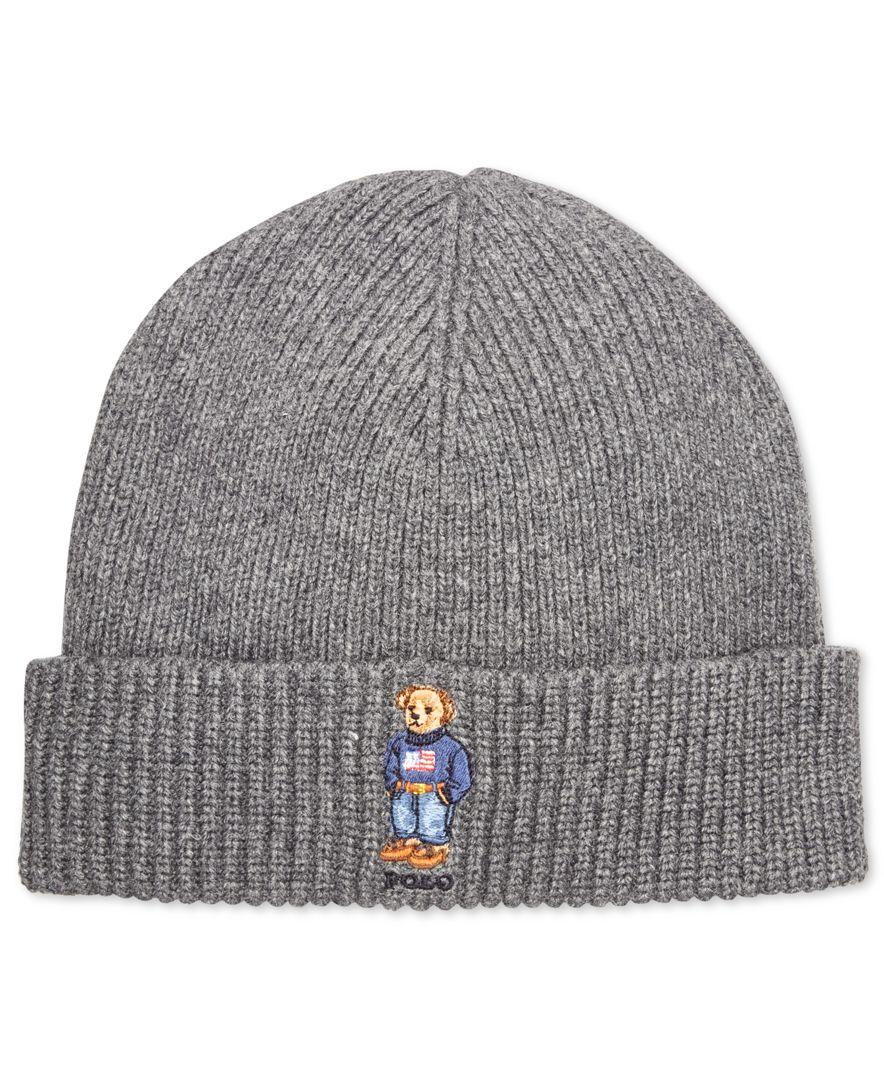 men's polo bear blue jean jacket cuffed hat