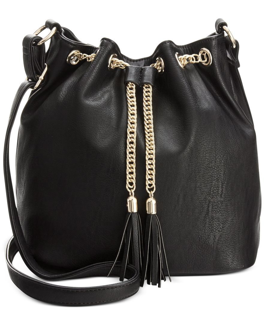 Inc International Concepts Earth Tribal Bucket Drawstring Black