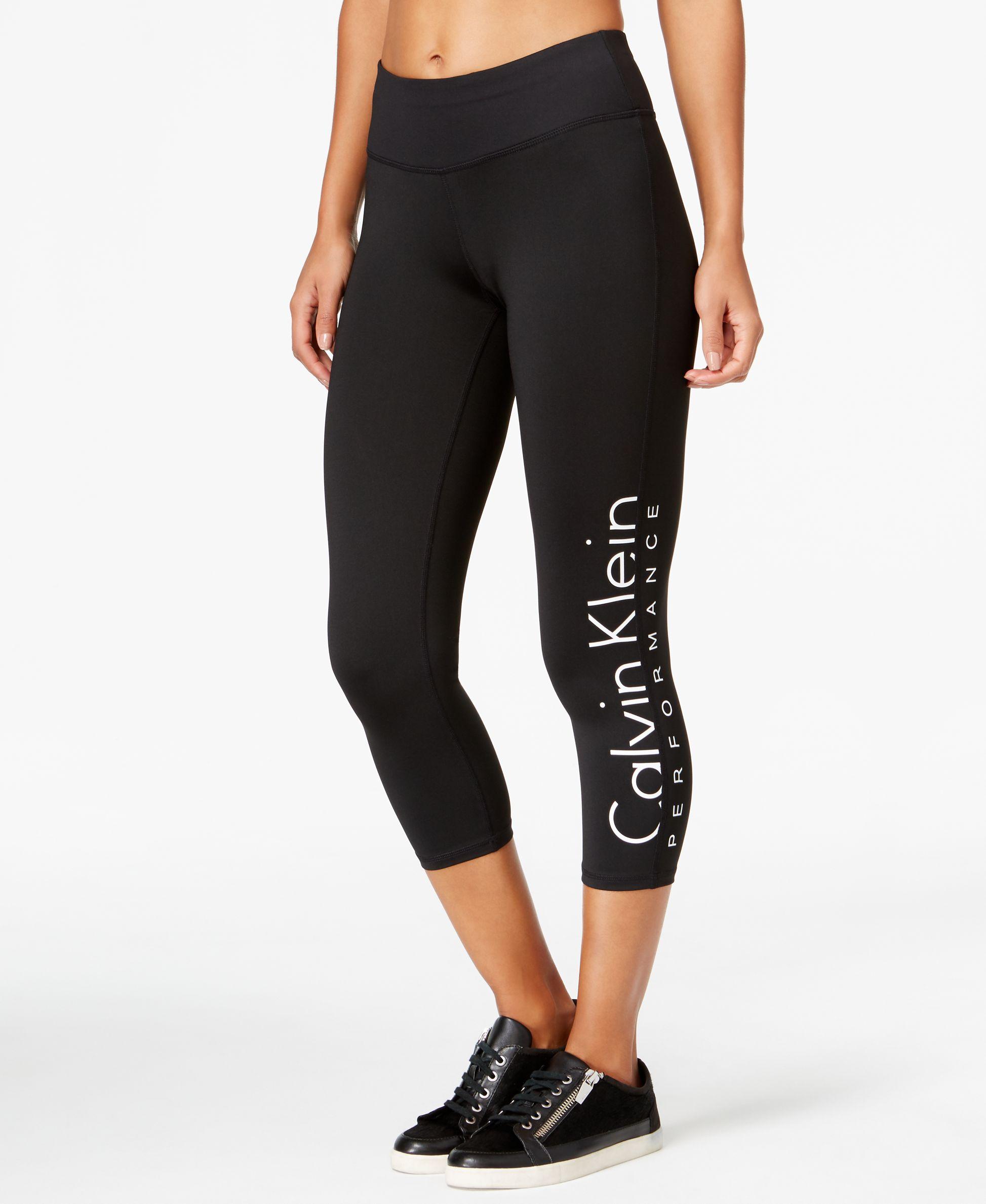 Calvin Klein Performance Logo Capri Leggings in Black | Lyst