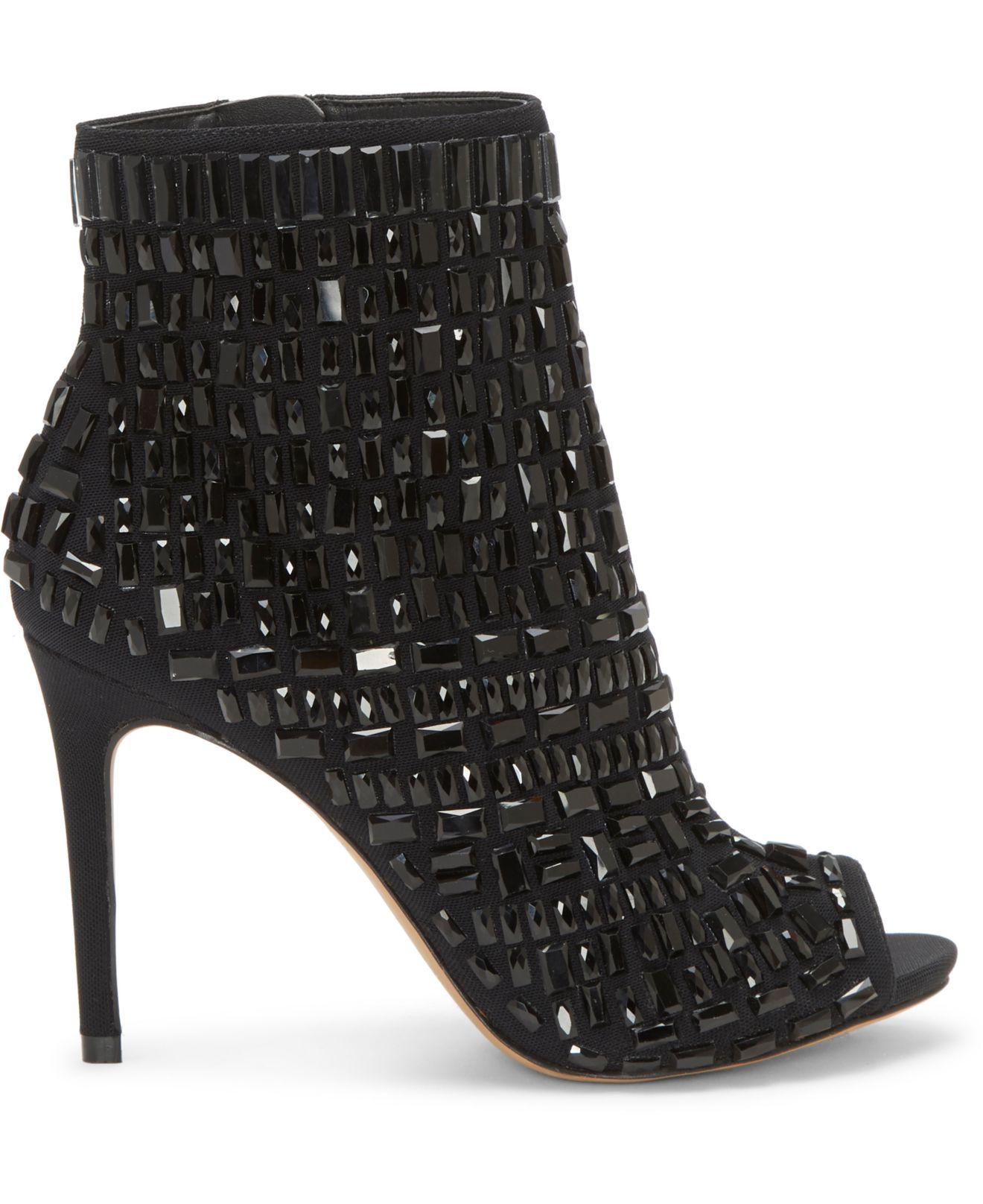 Jessica Simpson Wydlee Peep-toe Embellished Booties in Black | Lyst