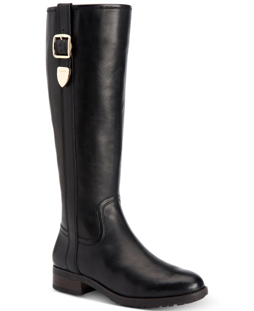 COACH Leather Easton Wide-calf Tall Riding Boots in Black - Lyst