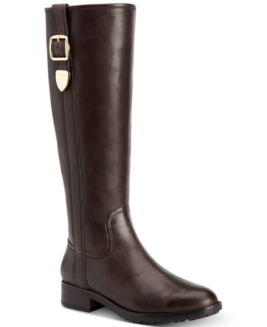 COACH Easton Widecalf Tall Riding Boots in Brown Lyst