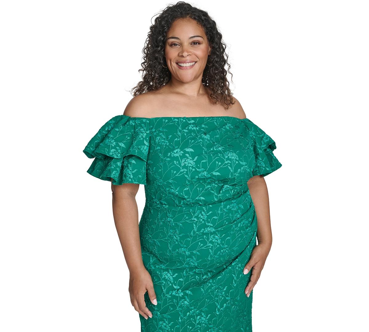 lace off shoulder prom dress Long Lace Prom Dress with Ruffles Black / 0