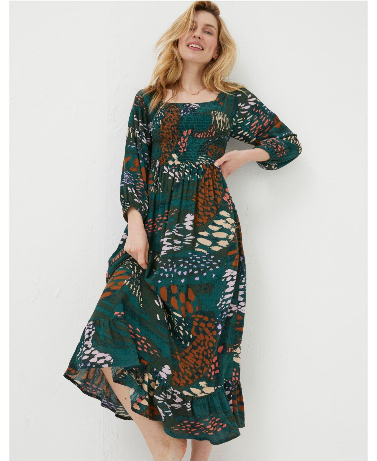 FatFace Adele Landscapes Midi Dress in Green | Lyst