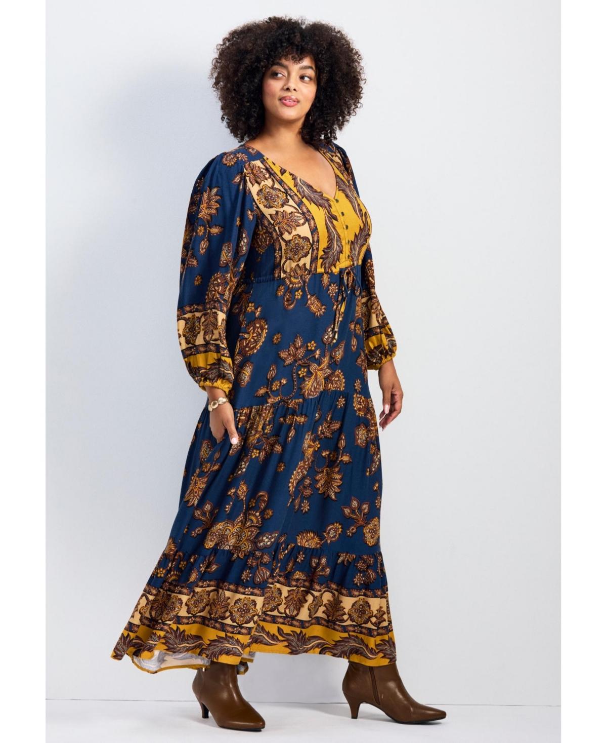 collusion multi channel maxi dress Multicolor Floral V-Neck Ruffle Maxi Dress