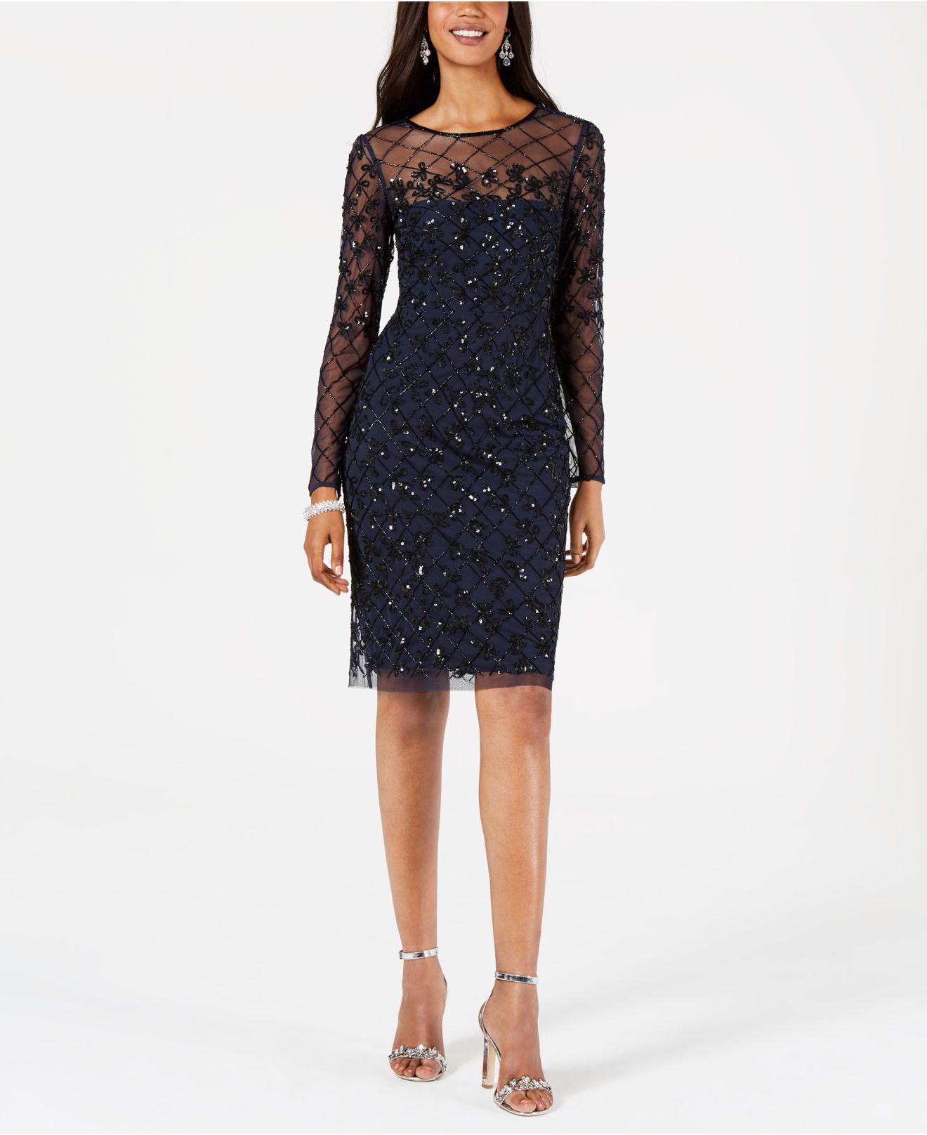 Fashion #N170 NWT SZ: 2 Adrianna Papell Illusion Yoke Beaded Sheath Dress  Black/Gold FO3981232