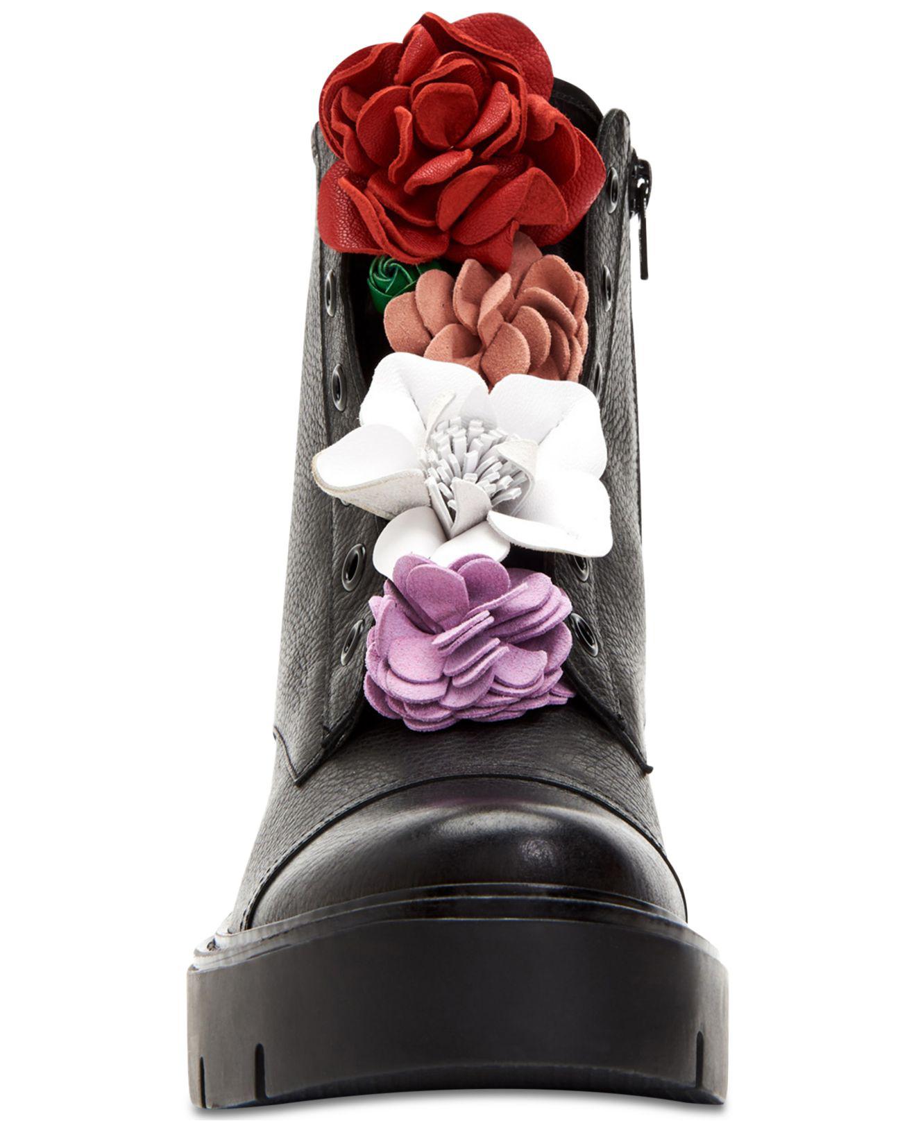 Katy Perry Leather Bliss Floralembellished Combat Boots in Black Lyst