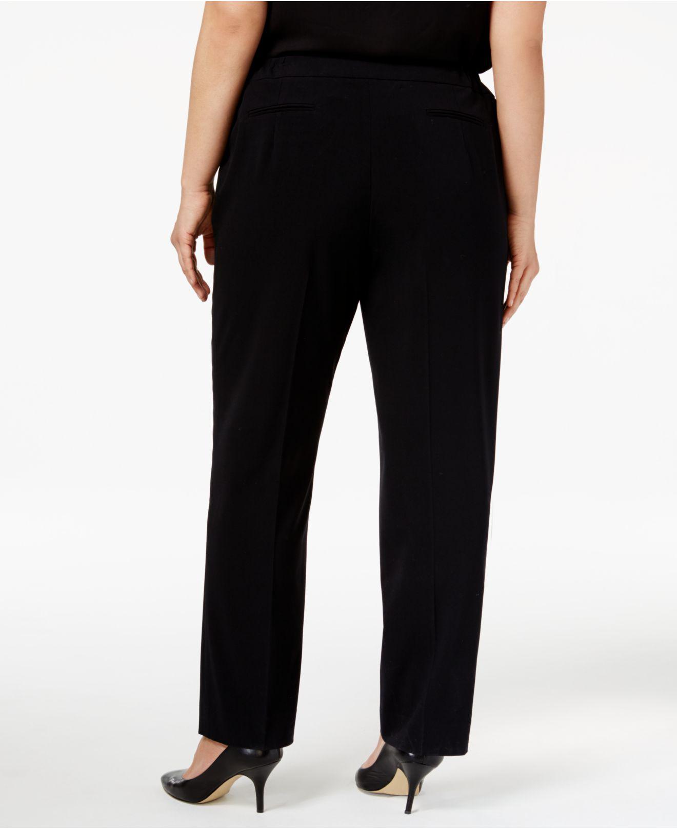 Anne Klein Synthetic Plus Size Straight-leg Pants in Black - Lyst