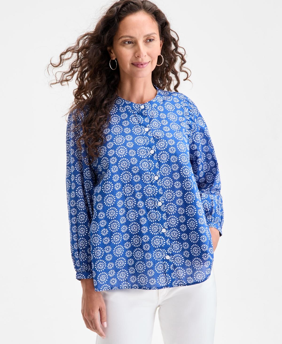 売れ筋商品|||スタイルアンドコー カットソー トップス レディース Petite Printed V-Neck Raglan-Sleeve Blouse, Exclusively at Macy's Spot Airy Blue スタイルアンドコー レディース カットソー トップス Petite