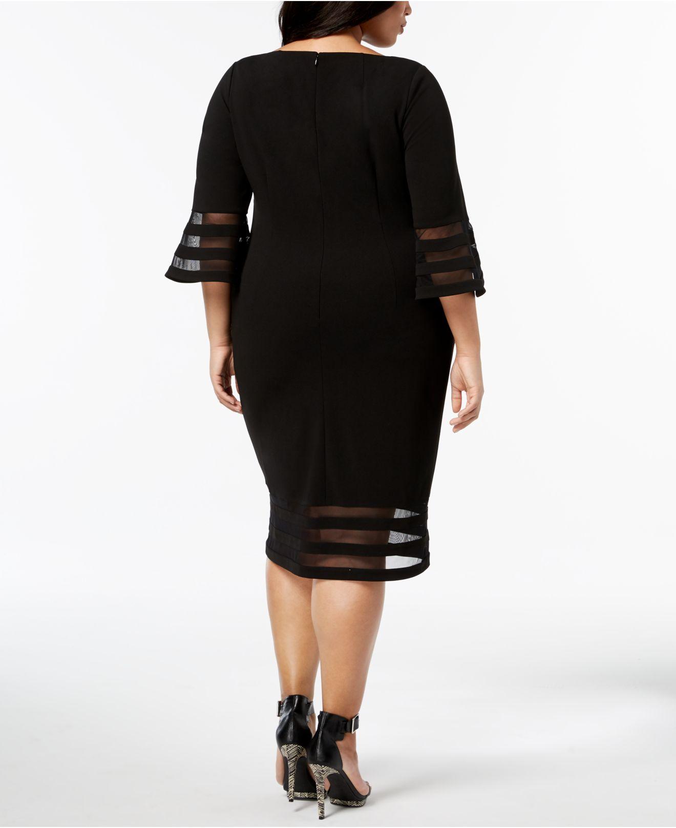 Calvin Klein Plus Size Illusion-trim Sheath Dress in Black | Lyst