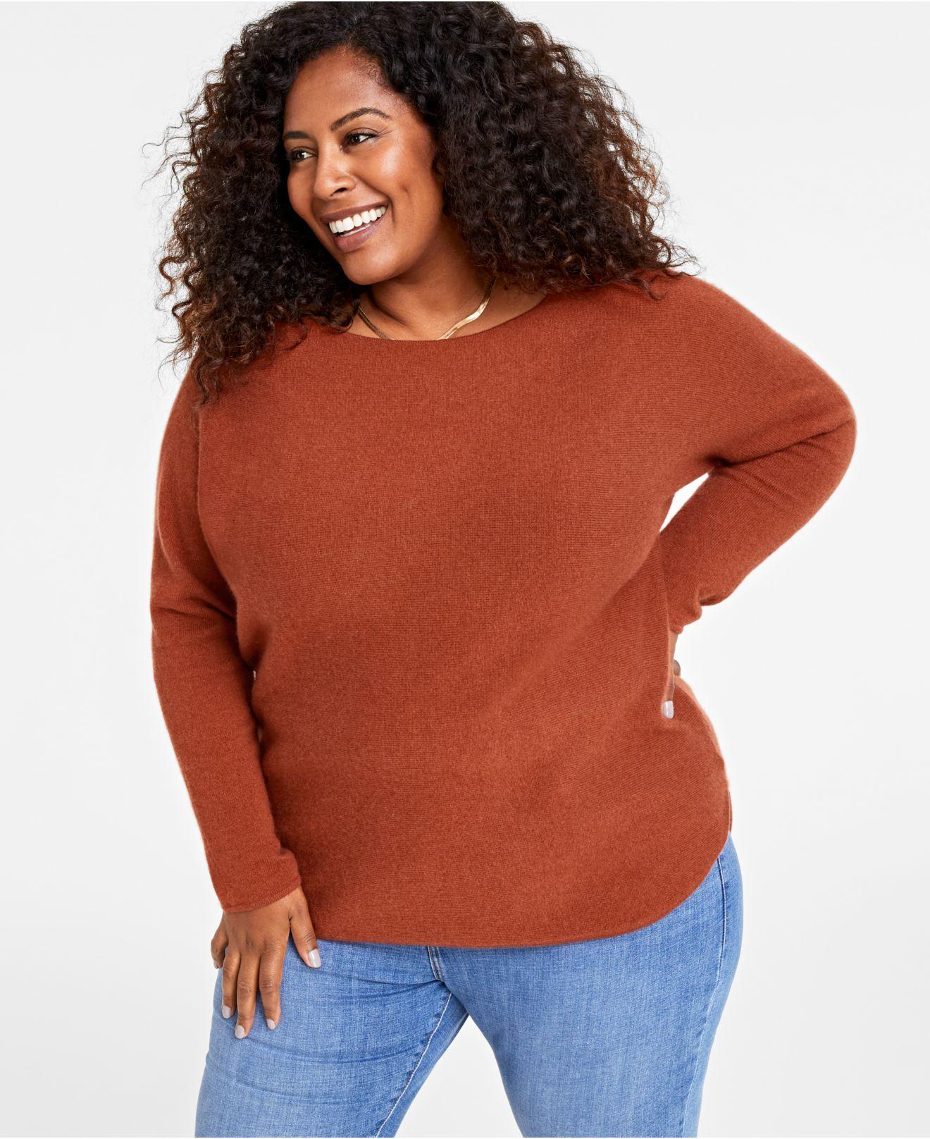 Charter Club Plus Size 100% Cashmere Shirttail Sweater, Created For Macy's  in Orange | Lyst
