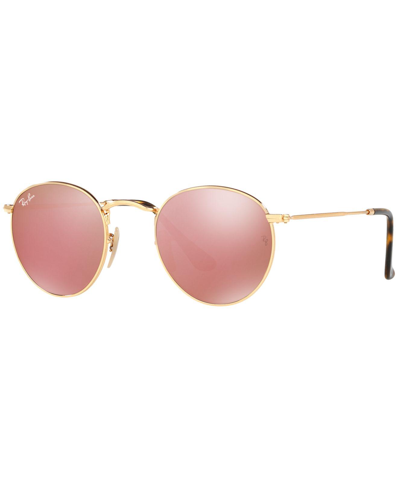 ray ban round metal pink mirror