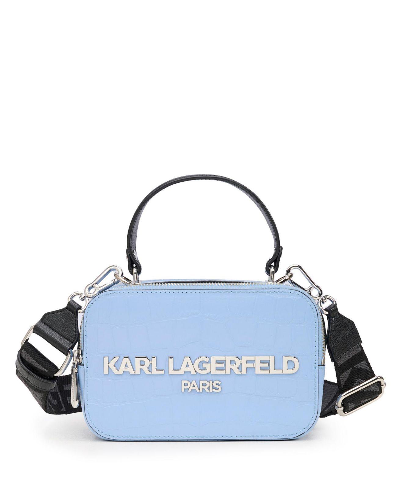 Karl Lagerfeld Small Simone Croco Crossbody Bag in Blue | Lyst