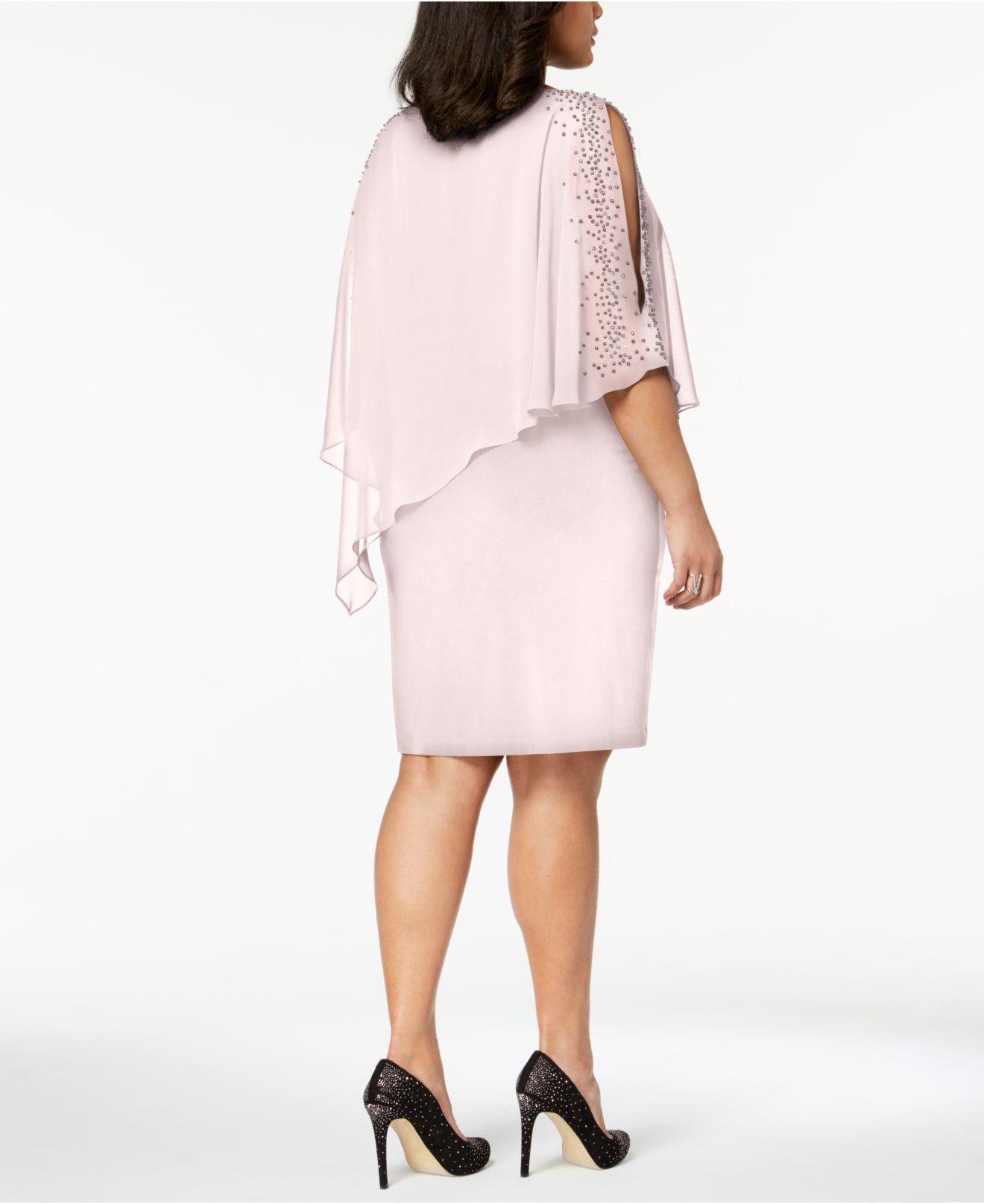 plus size beaded chiffon popover dress