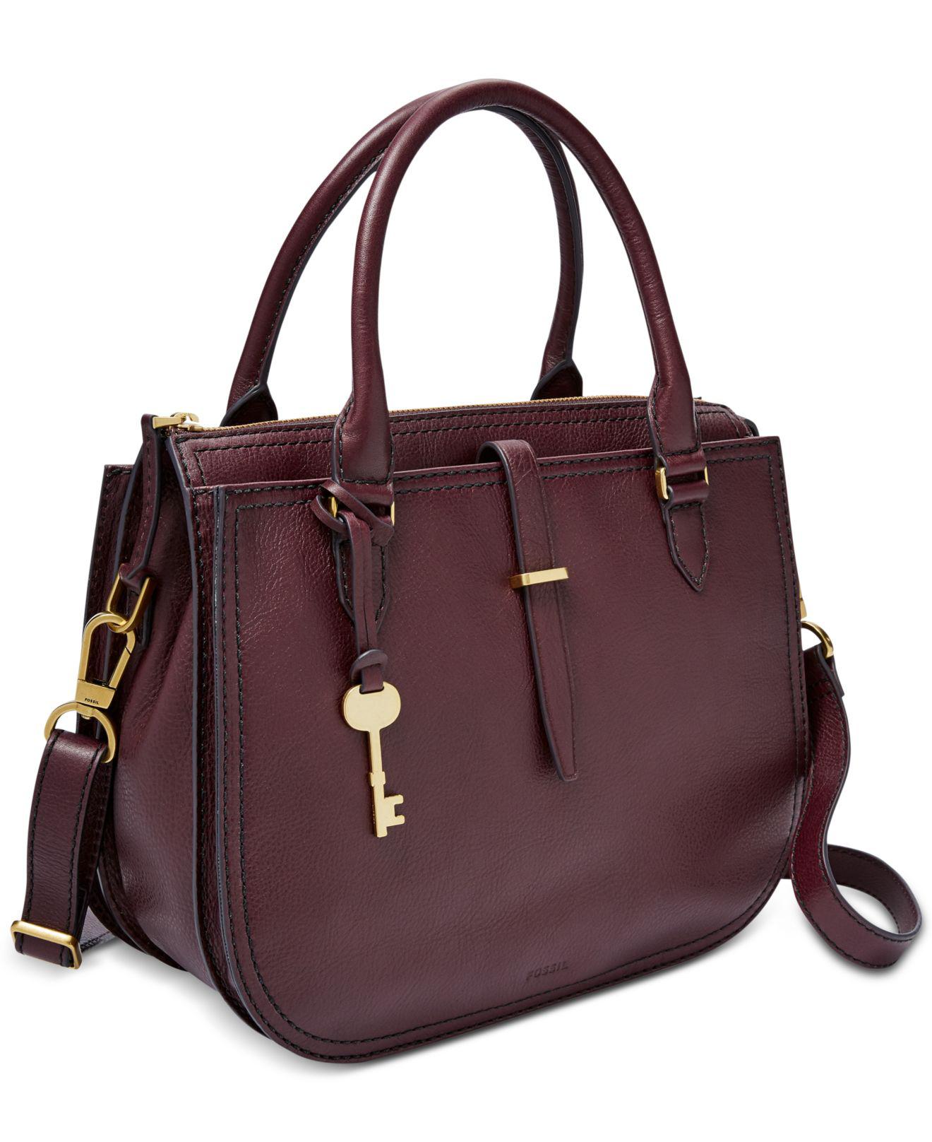 Fossil Leather Ryder Satchel Handbags Fig in Purple - Lyst