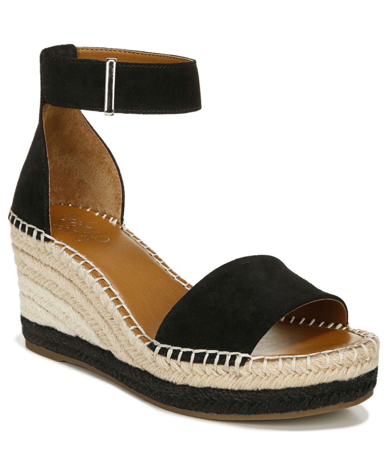 Franco Sarto Leather Clemens Wedge Sandals in Black Suede (Black) - Lyst