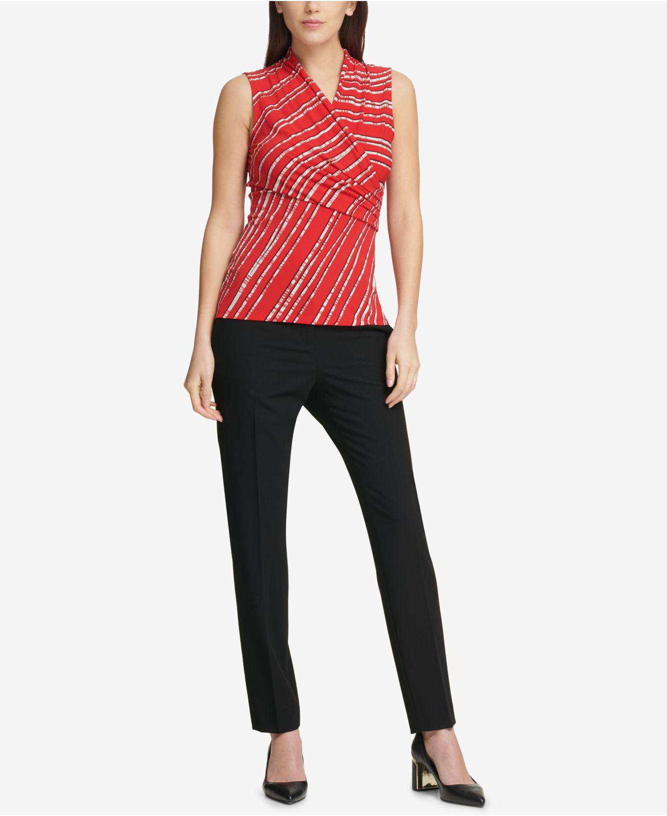 dkny sleeveless ruched top