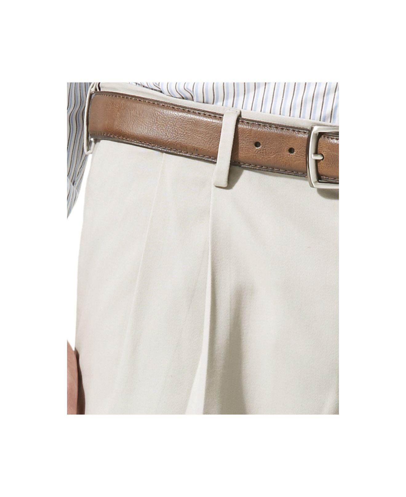 men's comfort relaxed pleated cuffed fit khaki stretch pants d5