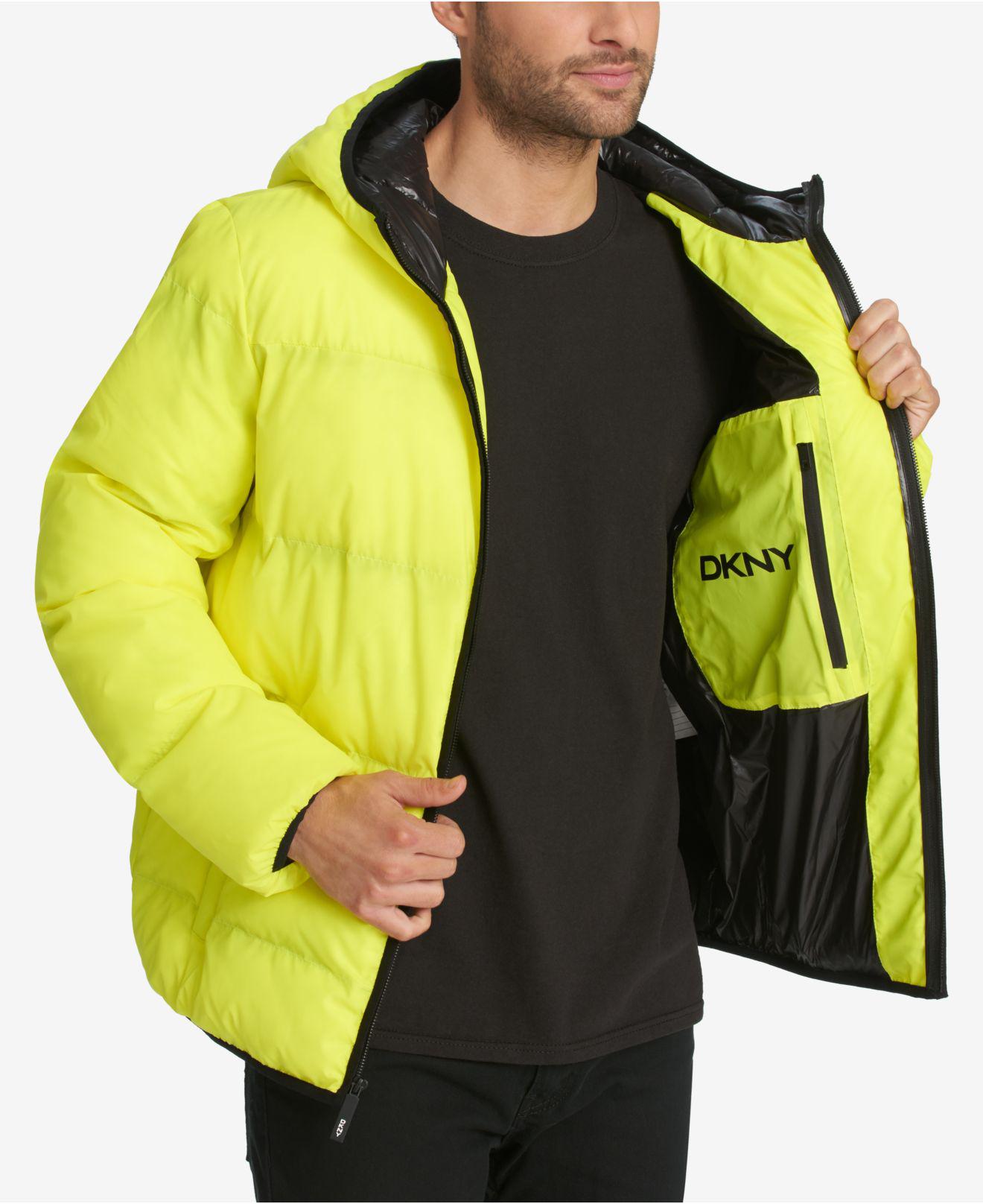 Dkny yellow puffer jacket Clearance