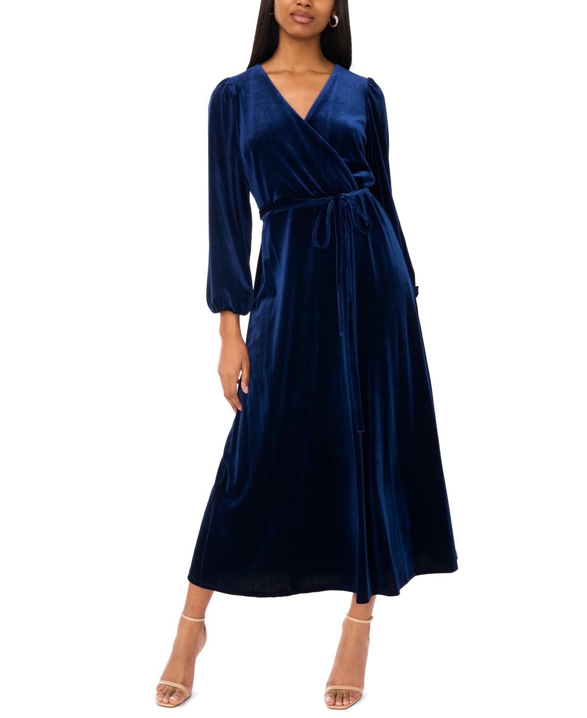 Msk Petite Velvet Dress in Blue | Lyst