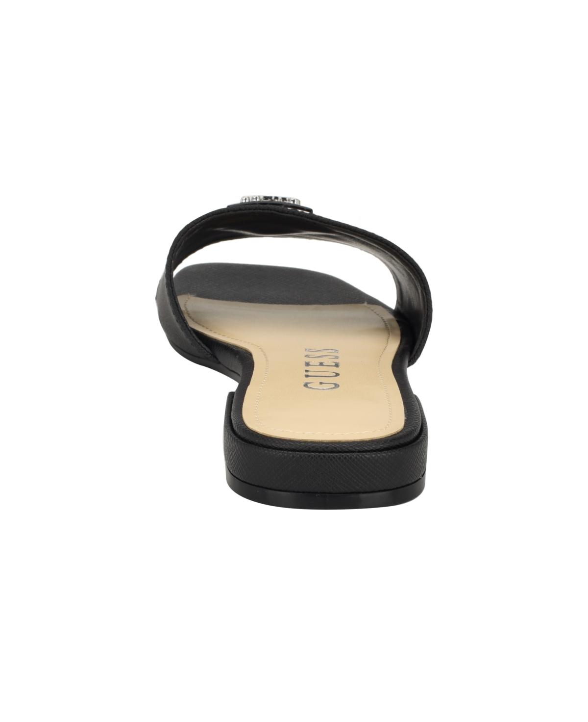 Guess Tamsea One Band Square Toe Slide Flat Sandals in Black Lyst